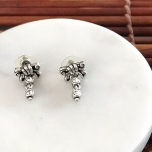 Brighton Silver Bow Earrings with Drop Crystal Stones